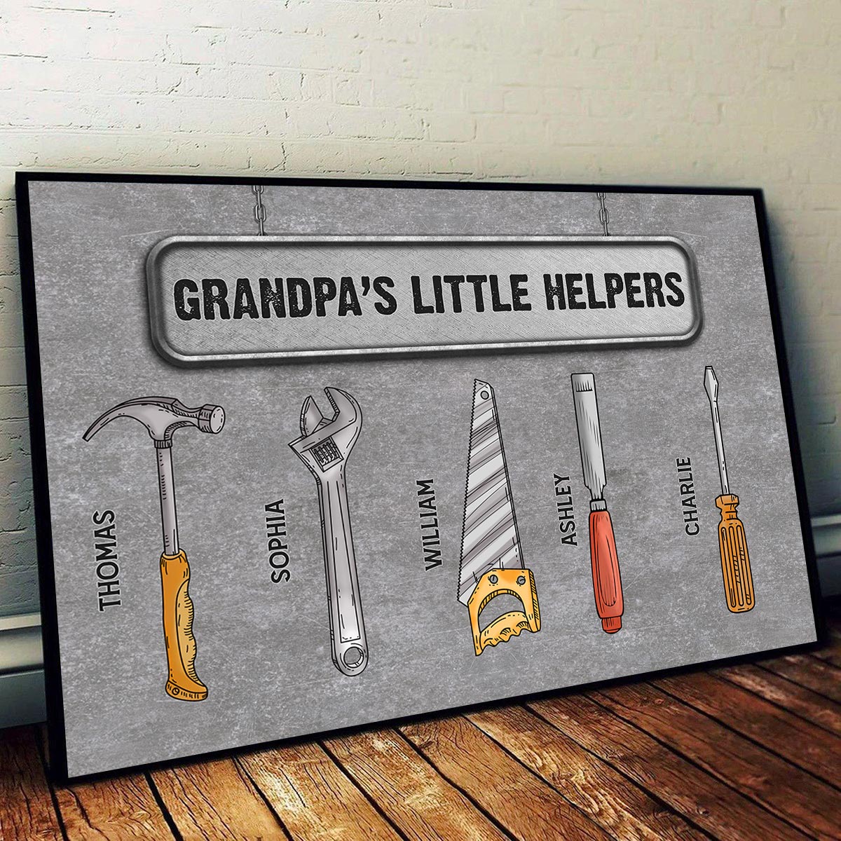 Grandpa‘s Little Helpers Personalized Poster, Cool Father's Day Gift For Ultimate Grandpa, Papa, Dad, Husband