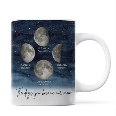 Starry Night Custom Birth Moon Phase The Day You Became Mom Personalized Mug, Gift