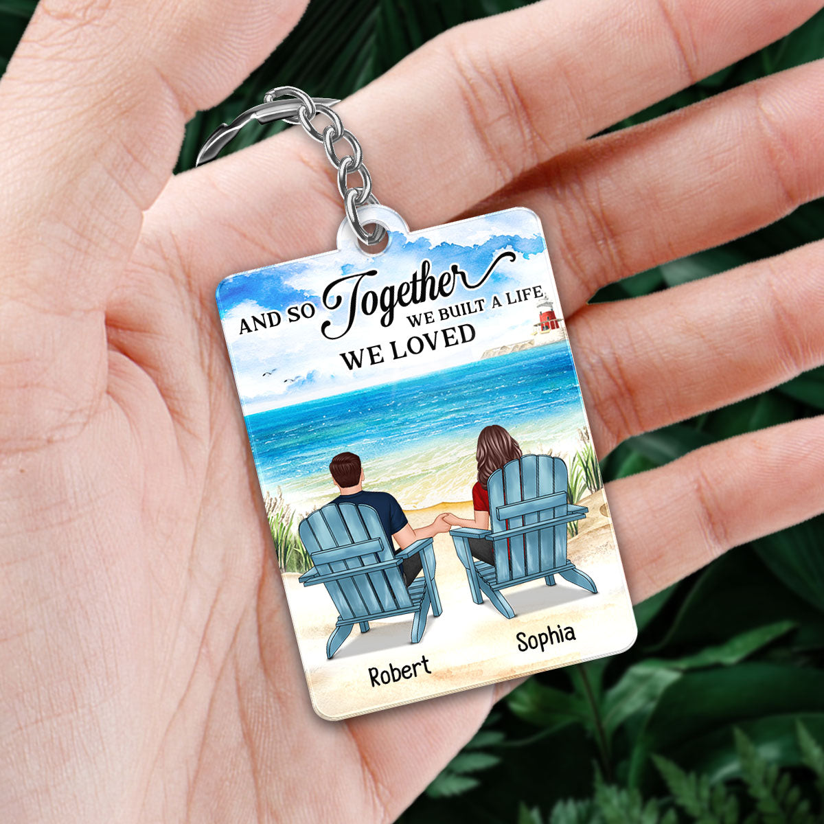 Couple Back View At Beach Favorite Song Scannable QR Code Personalized Acrylic Keychain