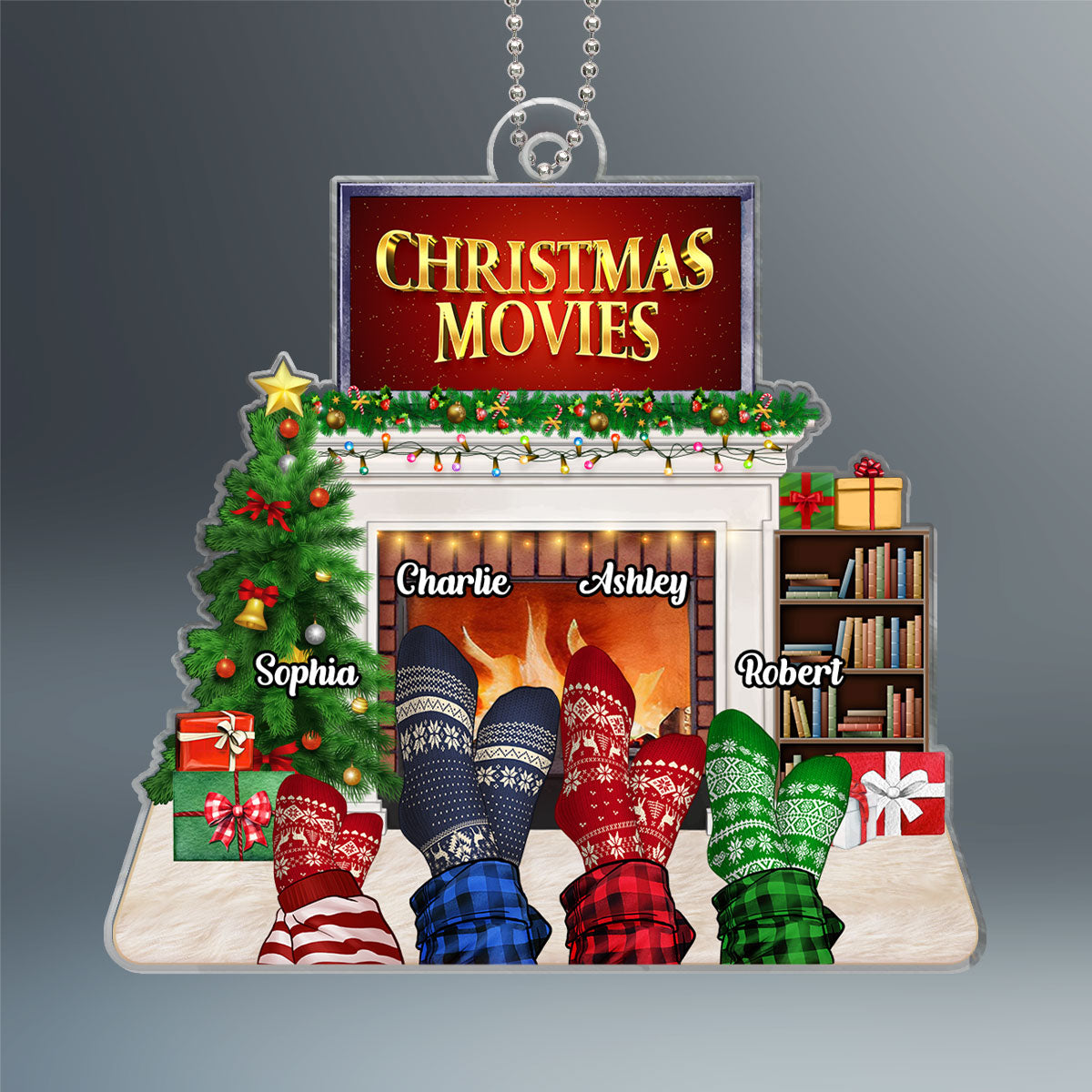 Family Watching Movies Together Family Legs Personalized Acrylic Ornament