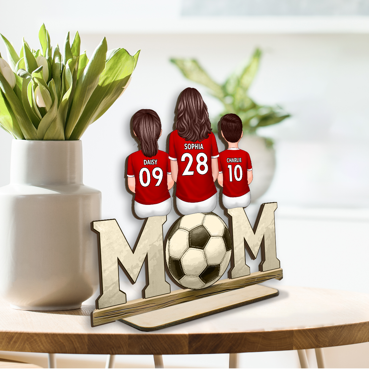 Soccer Mom And Kids - Personalized 2-Layered Wooden Plaque - Gift for Mom, Gift for Grandma, Gift for Wife