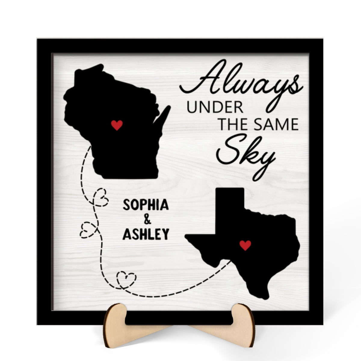 Long Distance Family Friendship State Map Personalized 2-Layer Wooden Plaque, Togetherness Christmas Gift