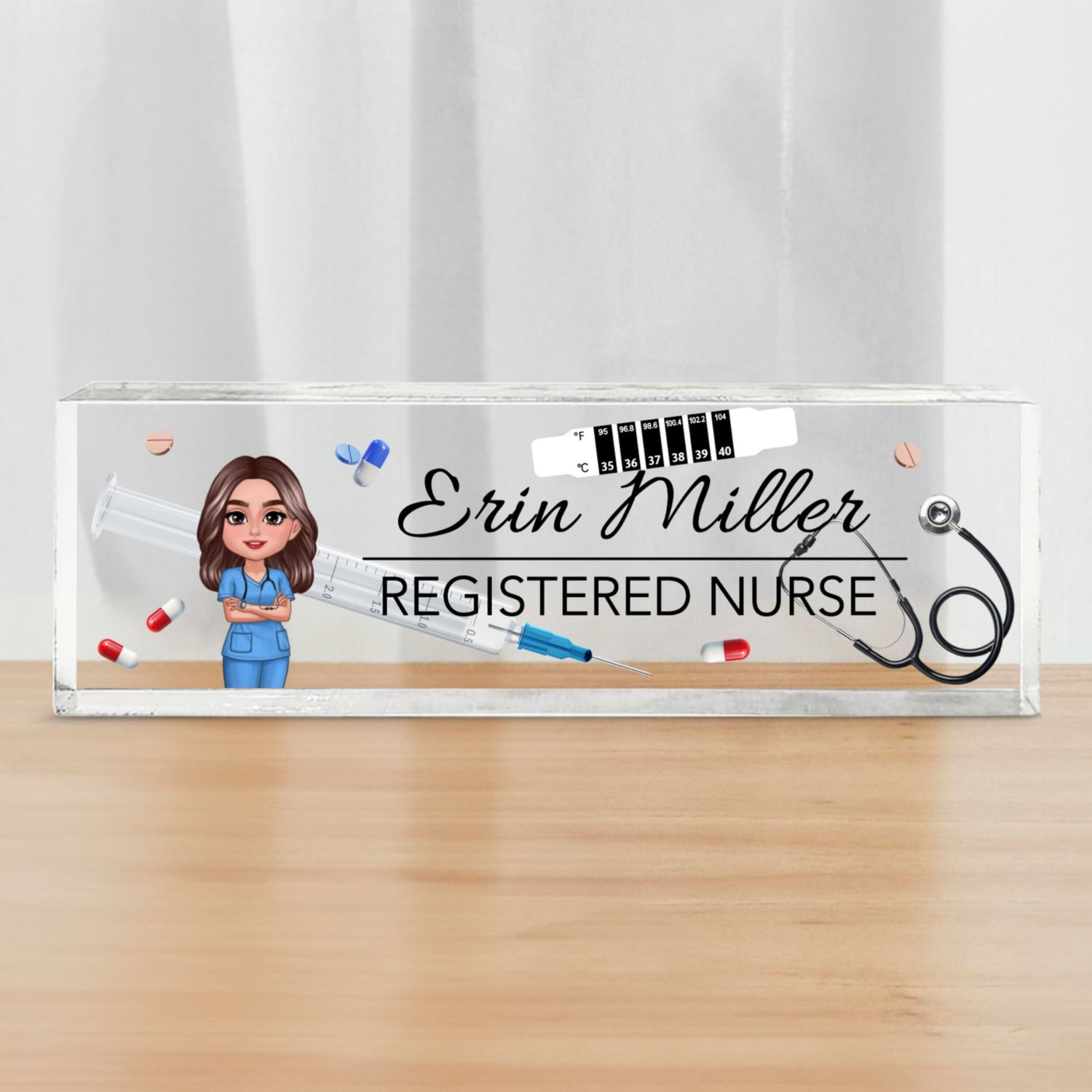 Nurse Things Personalized Acrylic Desk Name Plate, Gift For Nurse, Doctors, EMS, Healthcare Workers