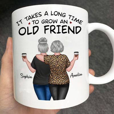 Back View Besties Walking It Takes A Long Time To Grow An Old Friend Personalized Mug, Gift For Best Friends, BFF