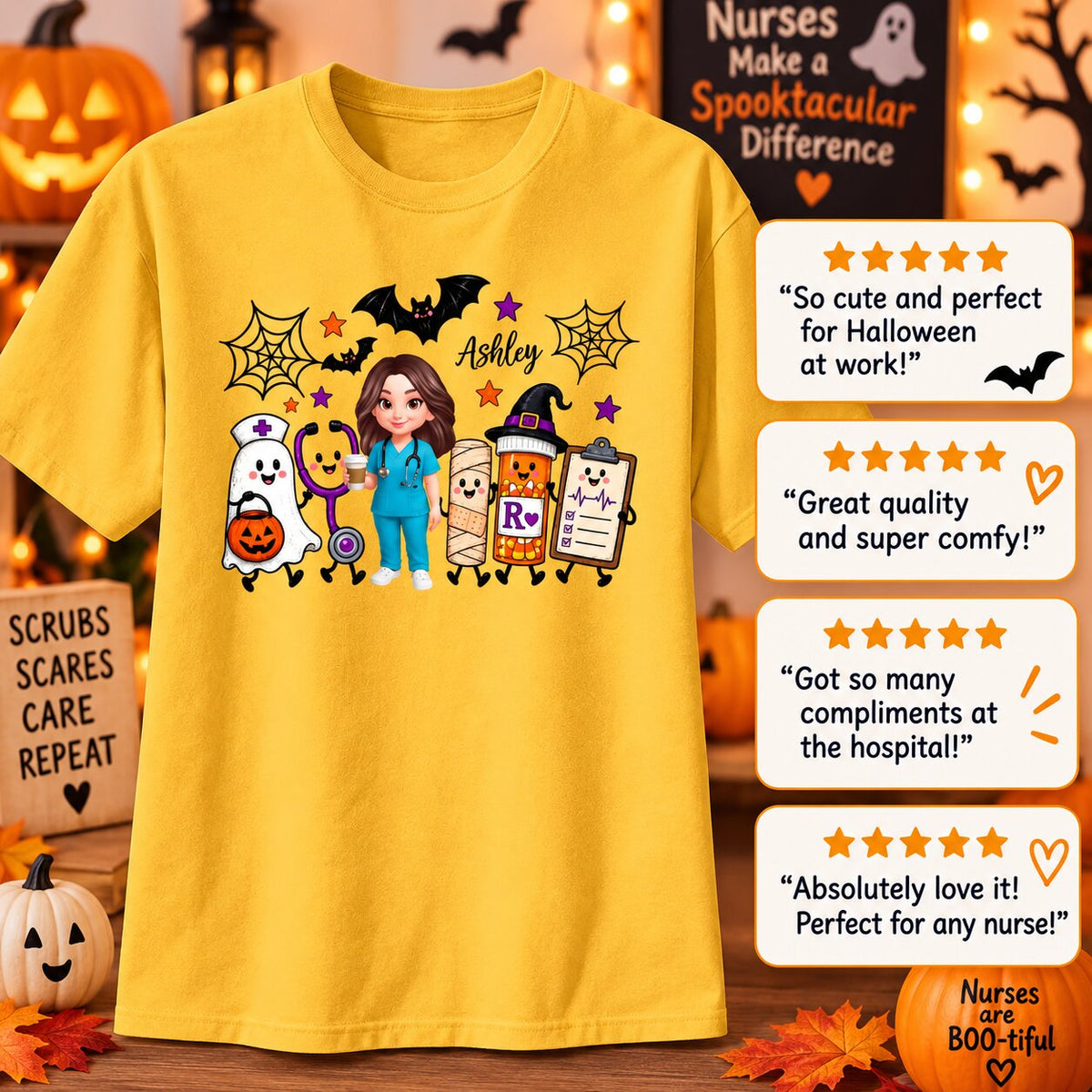 Halloween Cute Nurse Things - Personalized Shirt - Halloween Shirt For Nurse