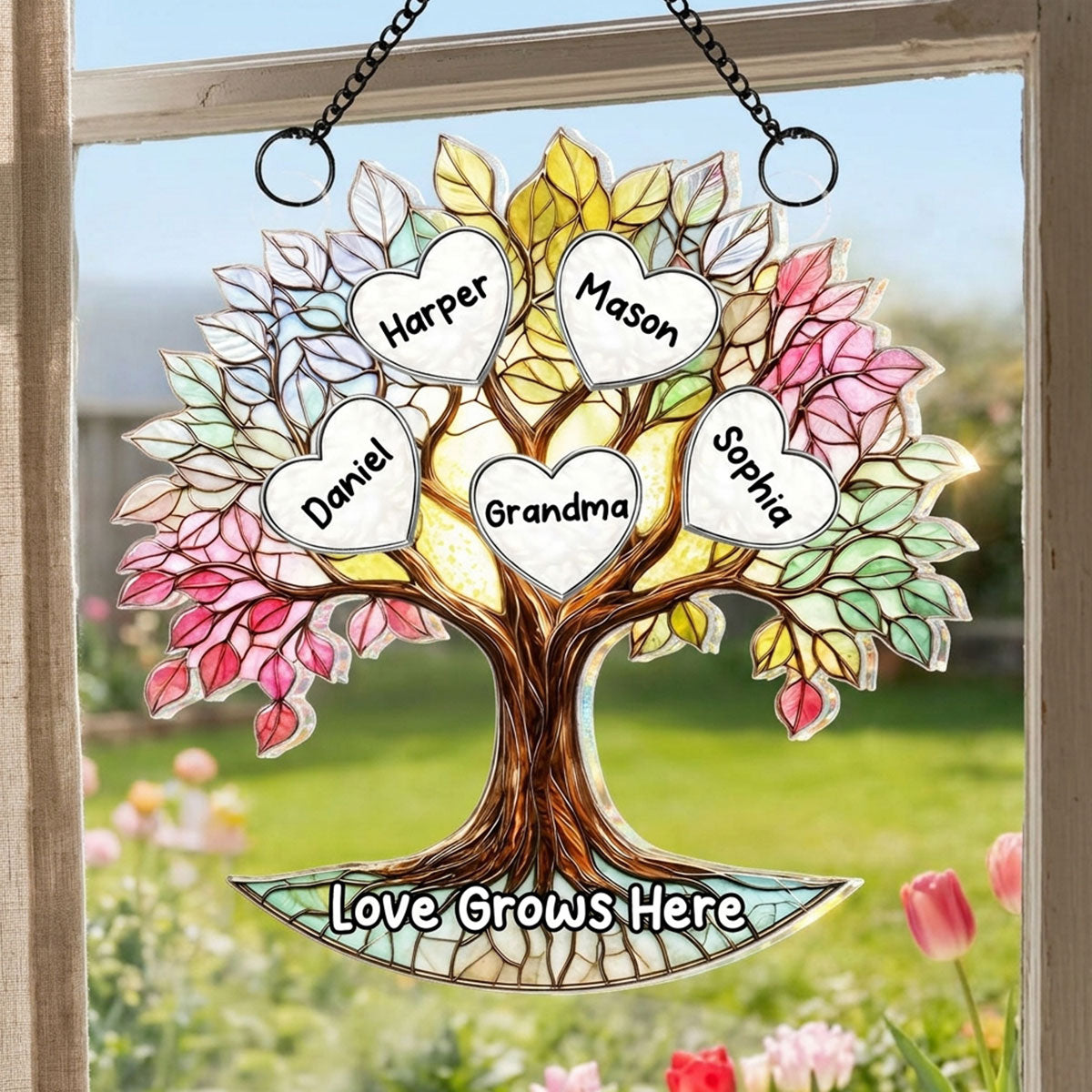 Grandkids Heart Grandma Tree Of Life - Personalized Suncatcher - Mother's Day Gift For Grandma