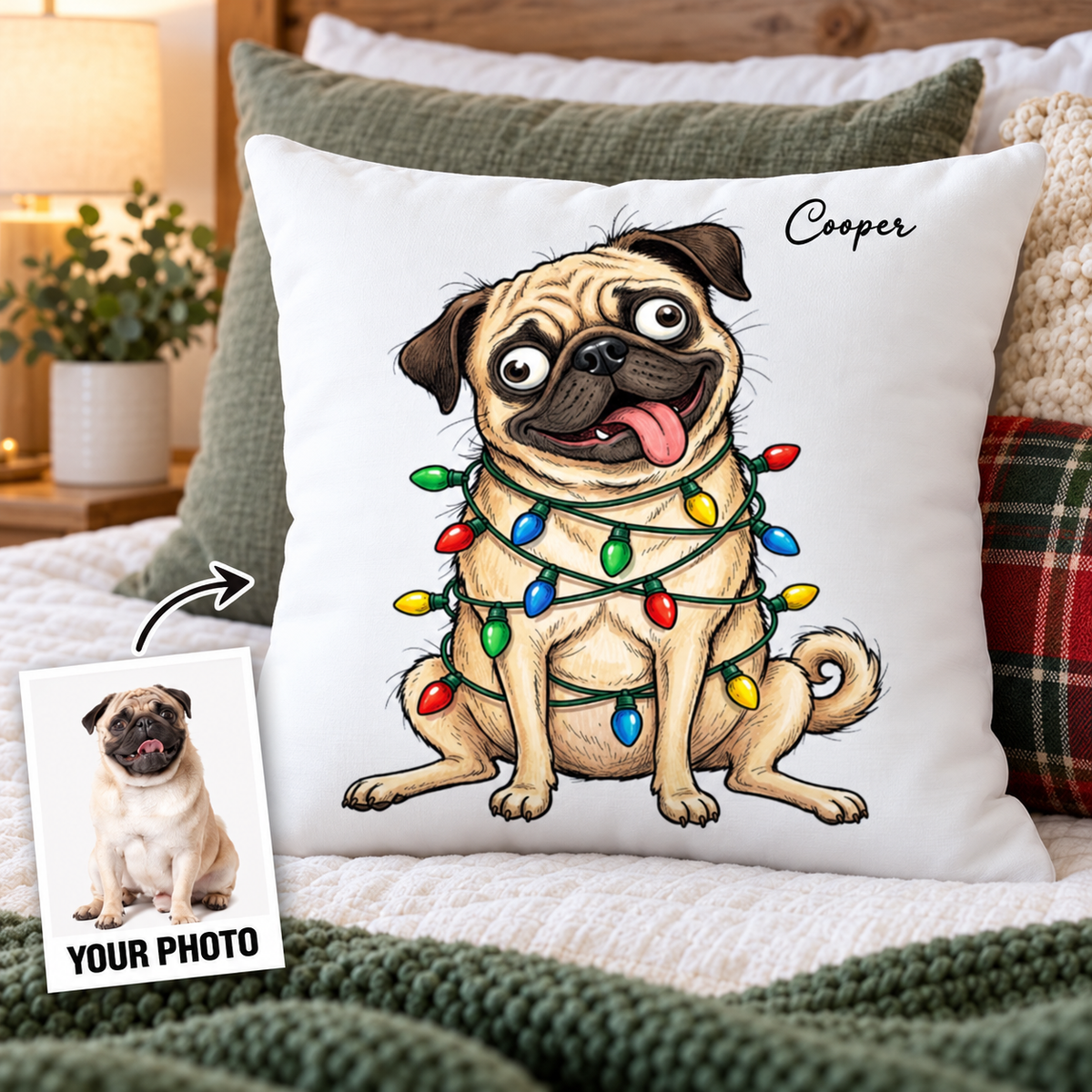 Custom Pet Portrait Quirky Silly Dog - Pillow - Funny Christmas Gift For Dog Lover