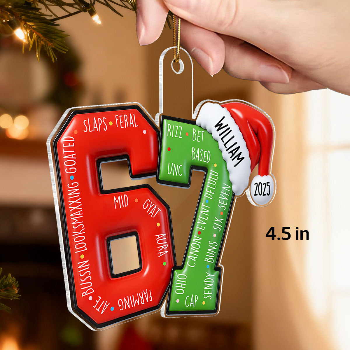 3D Effect 2025 Teen Slang - Personalized Acrylic Ornament - Funny Christmas Gift For Teen, Grandkid, Gen Alpha