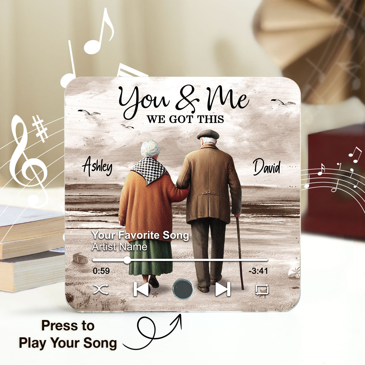 Eternal Love Couple Growing Old Together Beach Landscape Personalized Music Fridge Magnet