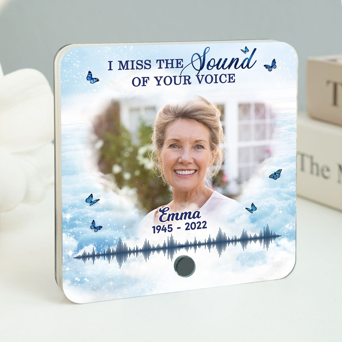 Miss The Sound Of Your Voice Memorial Photo Upload Voice Message Remembrance Keepsake Personalized Music Fridge Magnet