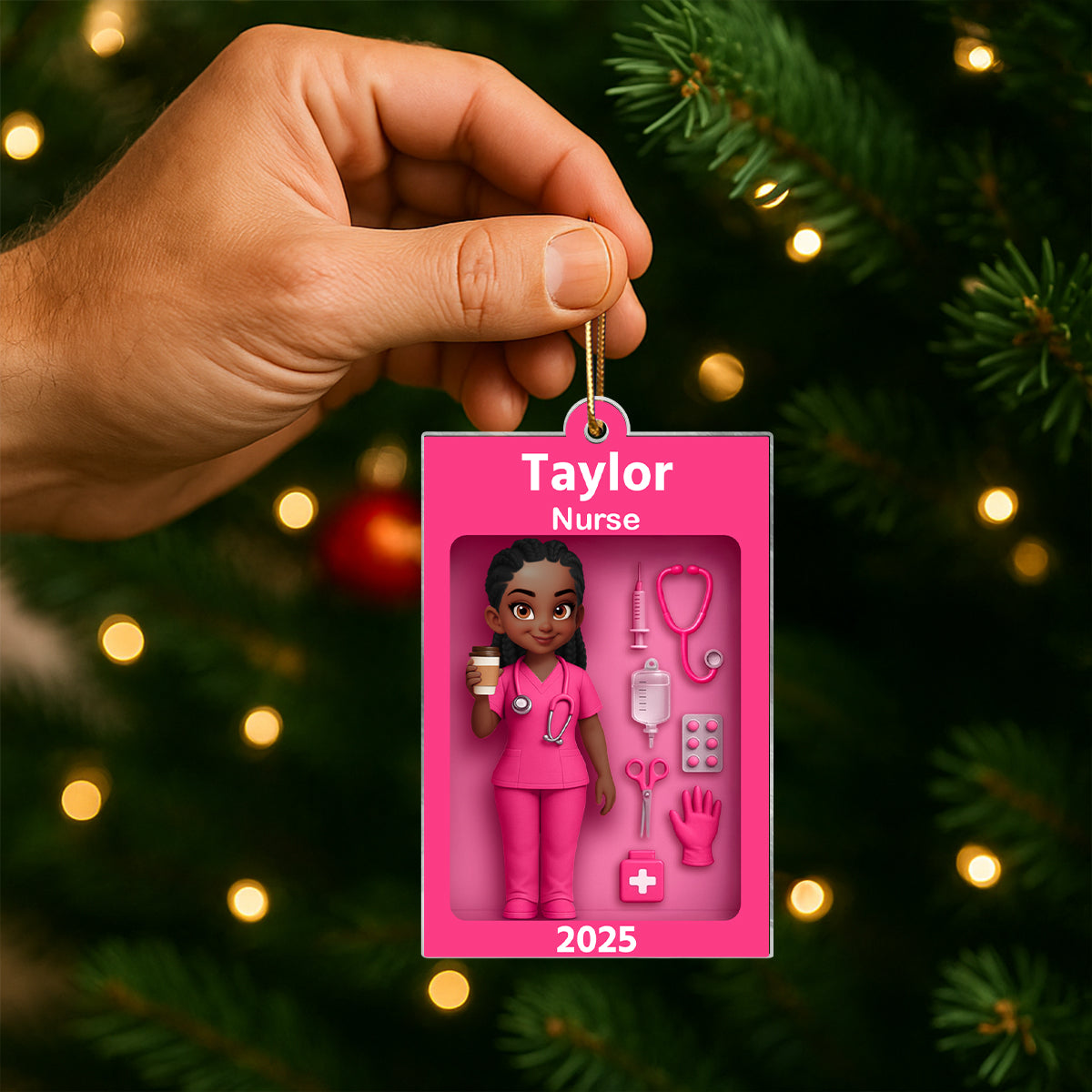 Personalized Nurse In Toy Box 3D Acrylic Ornament, Special Christmas Gift For Nurse, For Co-workers