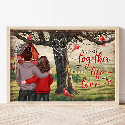 Personalized Couples Tree Large Farmhouse Poster Wall Art,  Gift, Anniversary Gift For Couples, For Him, For Her