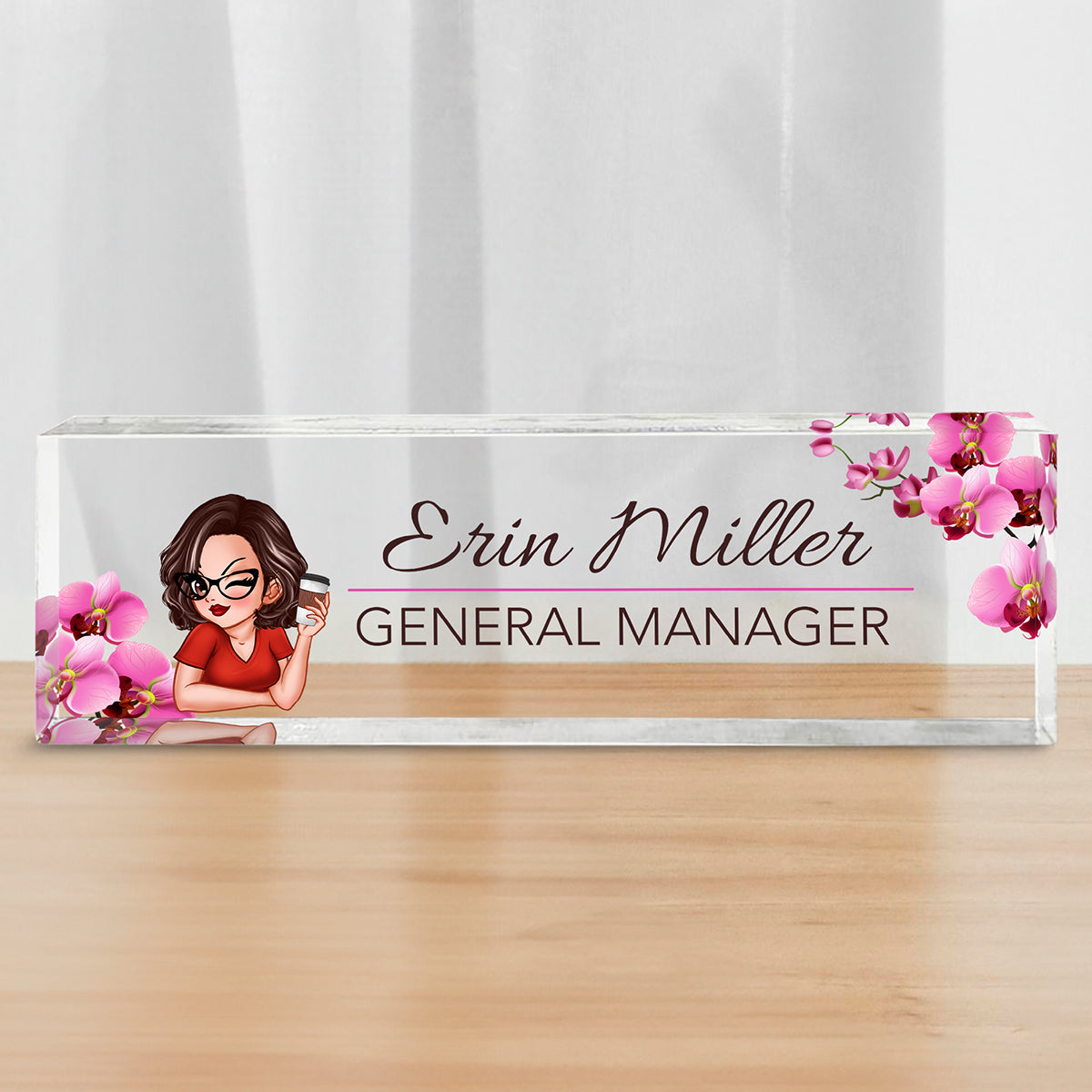 Woman Office Personalized Acrylic Desk Name Plate, Office Desk Decor, Gift For Colleagues, Coworkers