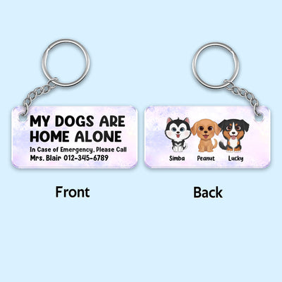 My Pets Home Alone Watercolor Dog Cat Personalized Acrylic Keychain