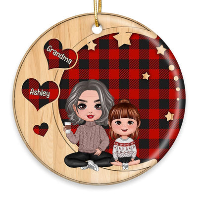 Doll Grandma Grandkids Checkered Hearts Personalized Ornament