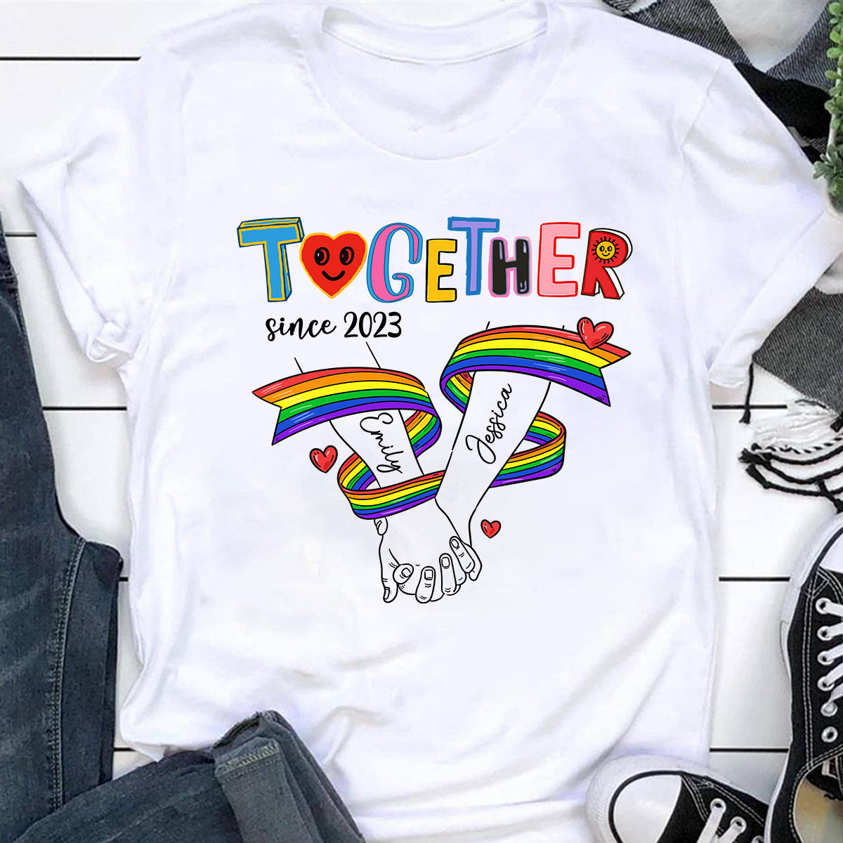Together Since LGBT Couple Hand In Hand Personalized Shirt, Pride Month