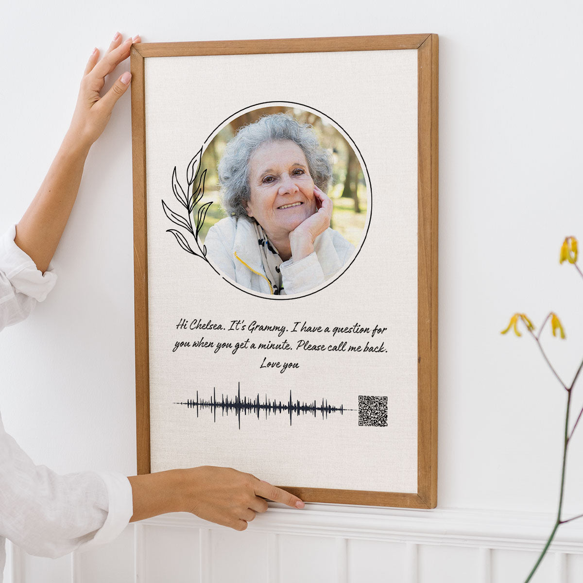 Heartfelt Voice Recording Gift for Mom, Grandma, Dad, Grandpa, Soundwave Art QR Code Personalized Poster