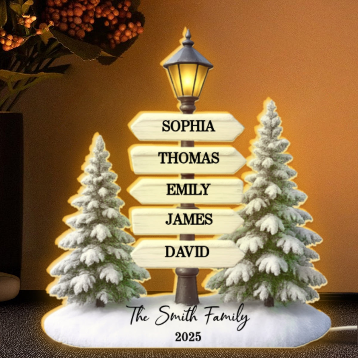 Christmas Family Lamp Posts Directional Signs - Personalized Light Box - Gift For Family