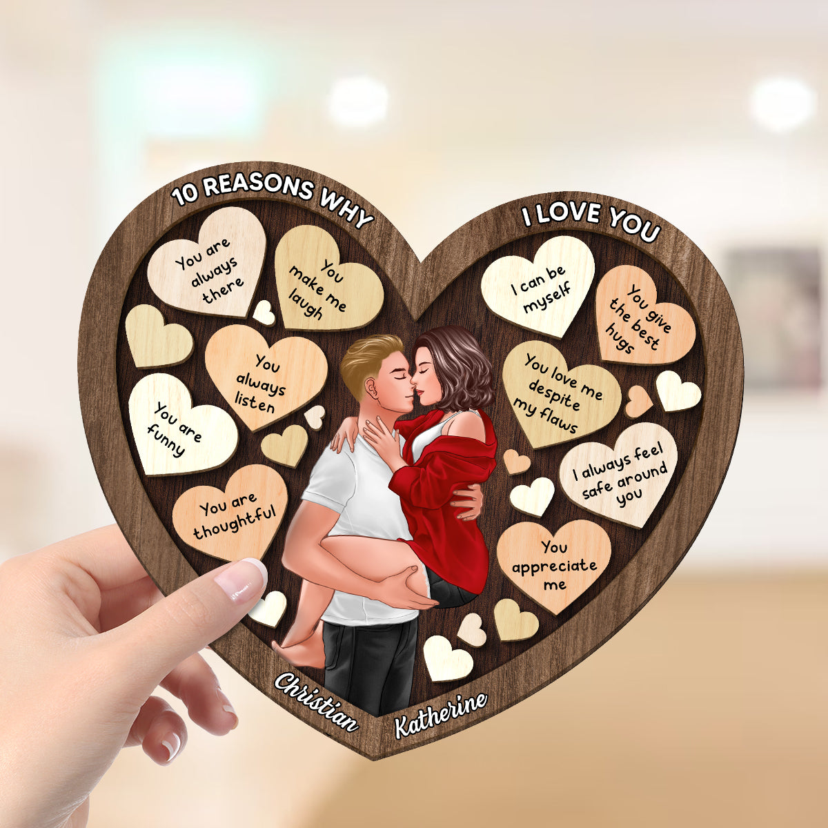 Couple Kissing Passionate In Heart Reasons Why I Love You,  Gift For Him, For Her