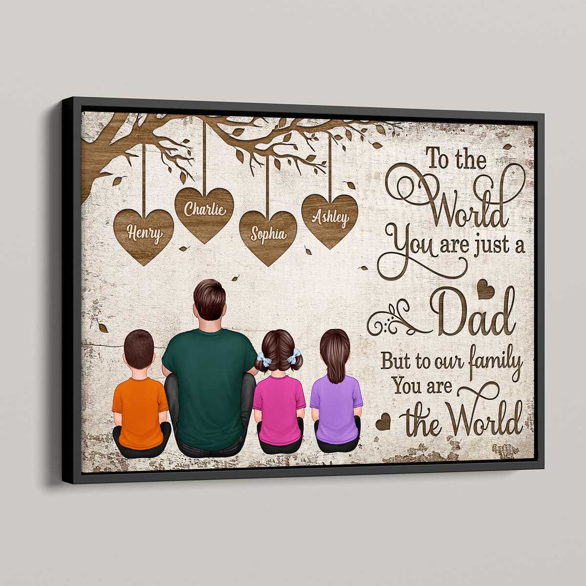 Heart Tree To The World You Are a Father Personalized Horizontal Poster