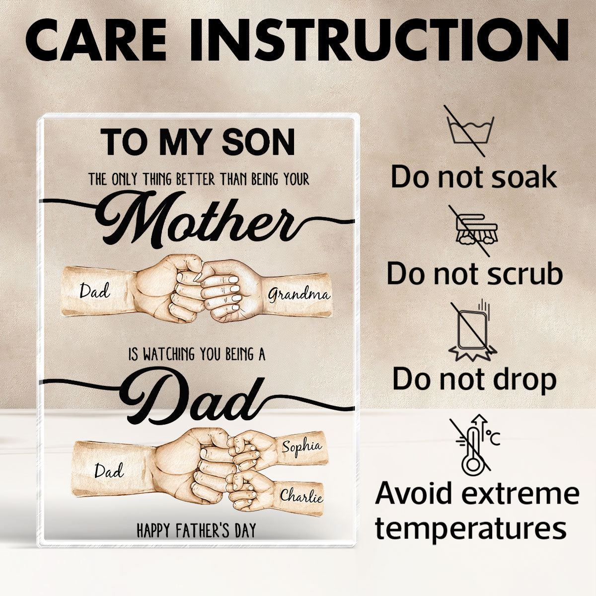 The Only Thing Better Than Being Your Mother Fist Bump Personalized Acrylic Block, Father's Day gift for Son from Mom