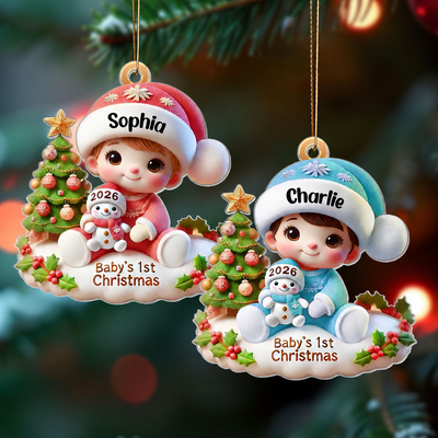 Precious Moments Baby’s First Christmas Dated 2026 Acrylic Ornament, Lovely Keepsake to Celebrate Baby's First Christmas, Christmas Decor For Newborns