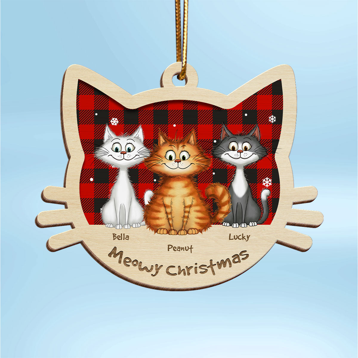 Funny Cat Christmas Wooden Ornament, Personalized Christmas Cat Ornament, Christmas Gift For Cat Lovers