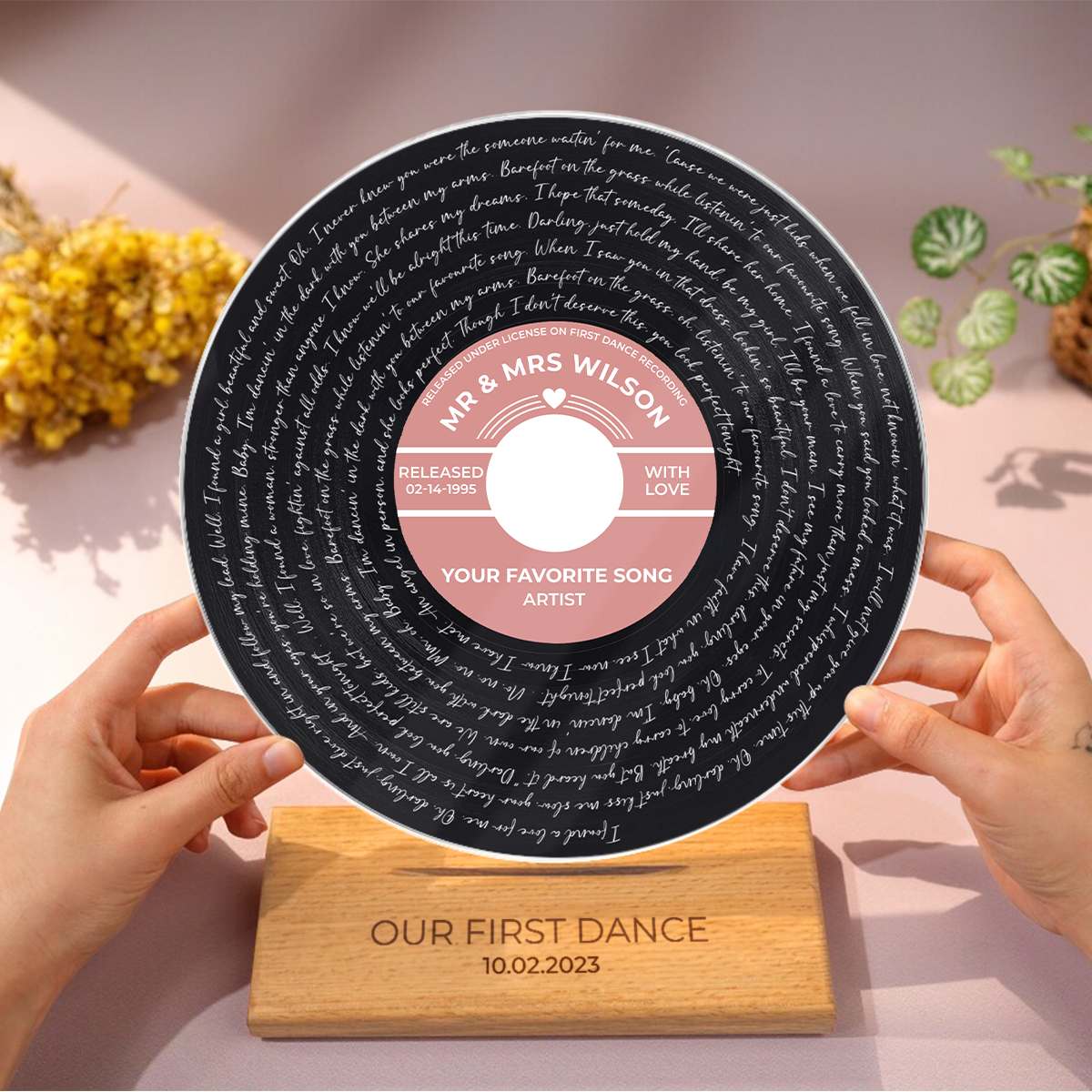 Custom Vinyl Record Label Print Acrylic Song Plaque, Perfect Wedding Gift, Anniversary Gift For Him For Her