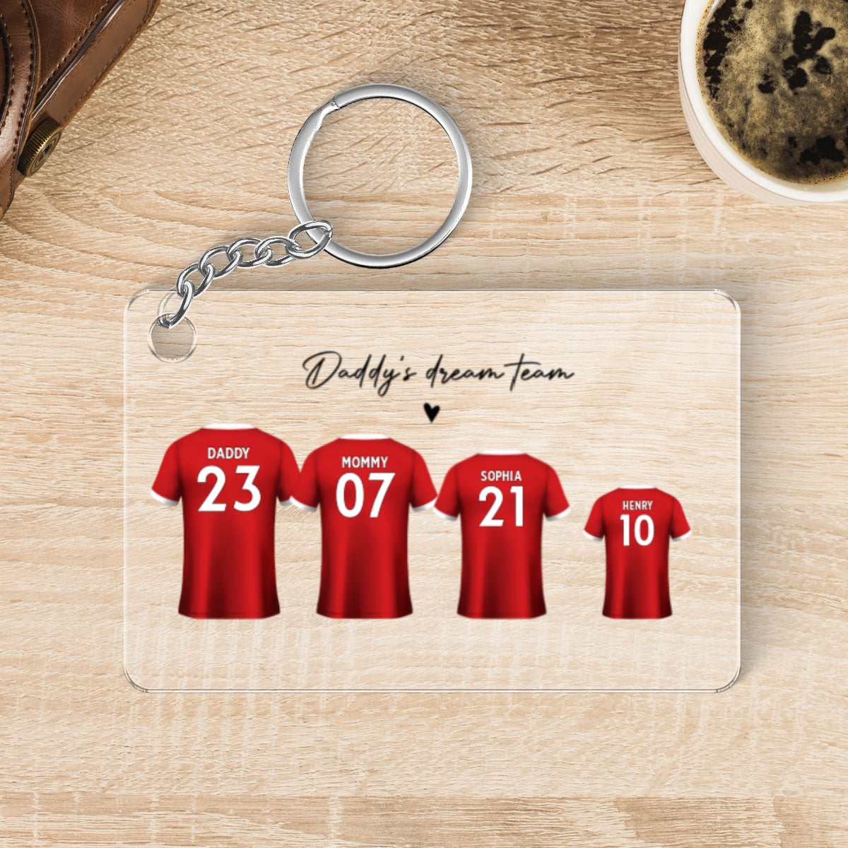 Daddy's Team Soccer Shirt Personalized Acrylic Keychain