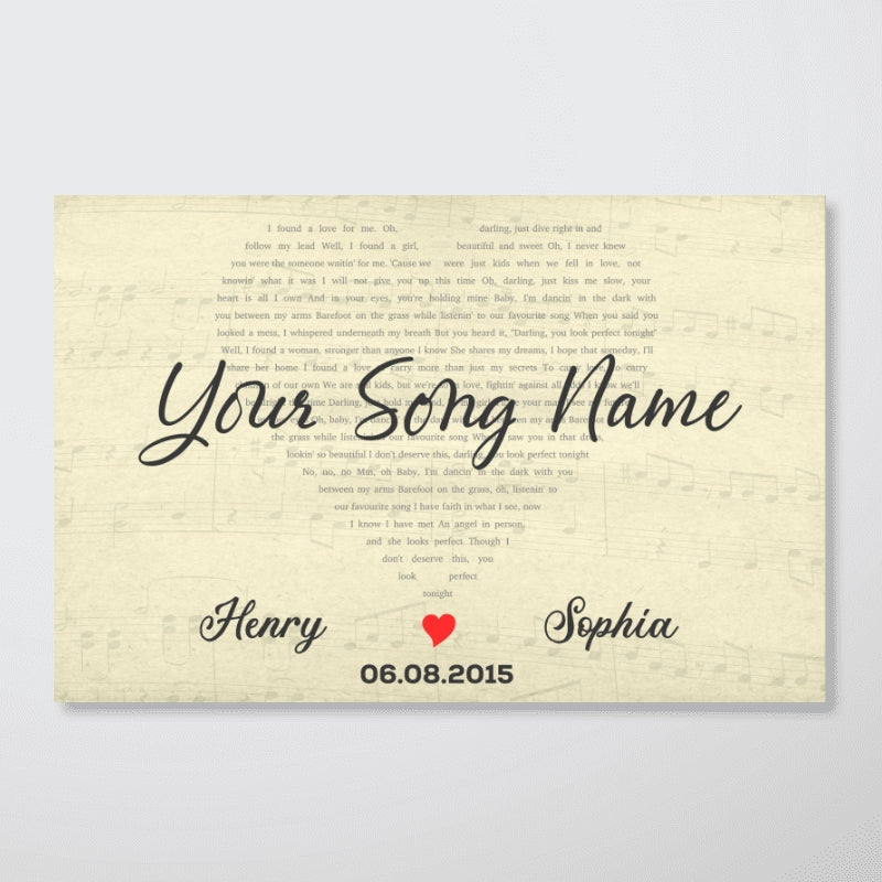 Custom Heart-Shaped Song Lyrics Art Personalized Poster, Anniversary  Gift For Her, For Him
