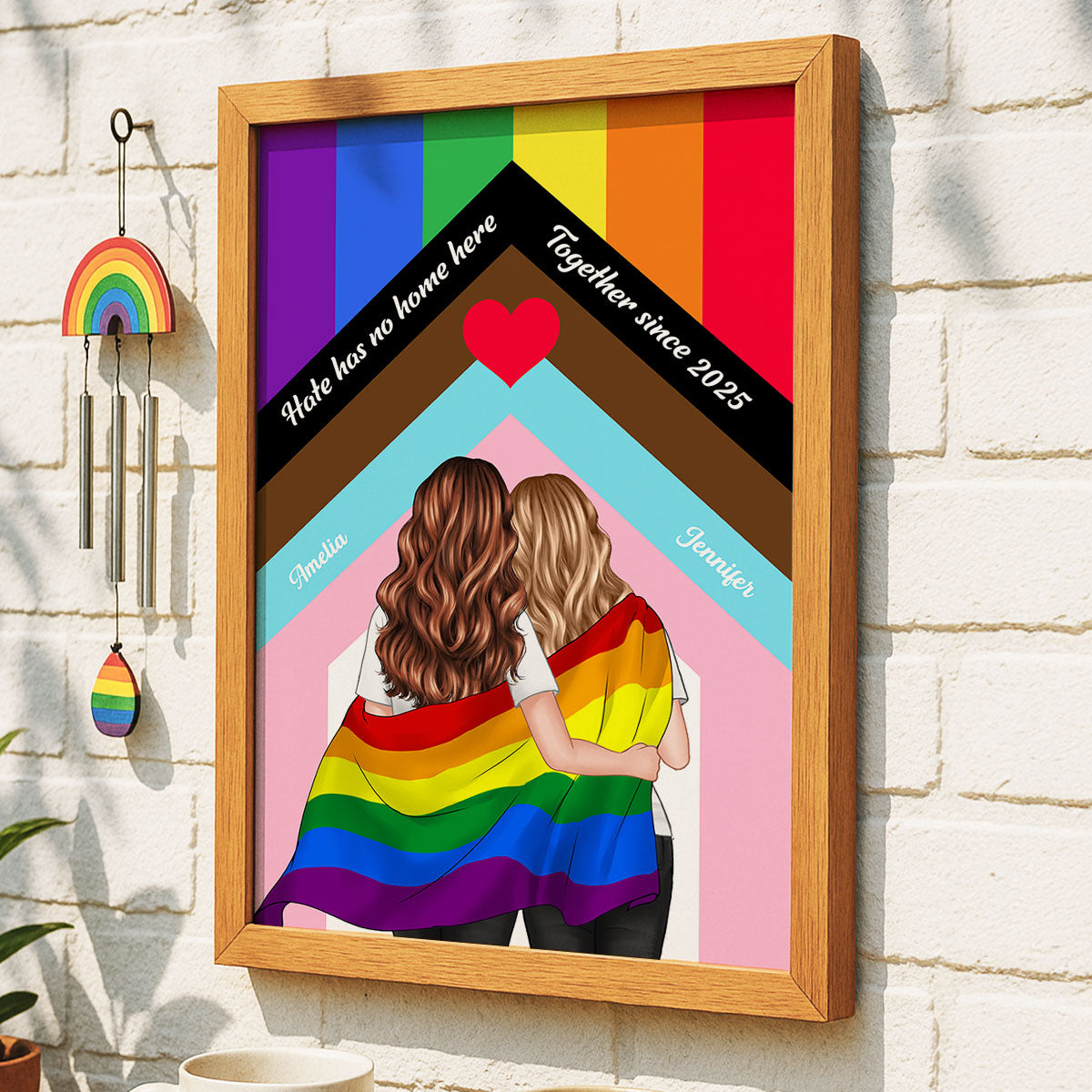 Hate Has No Home Here LGBT Couple Decor Personalized Poster
