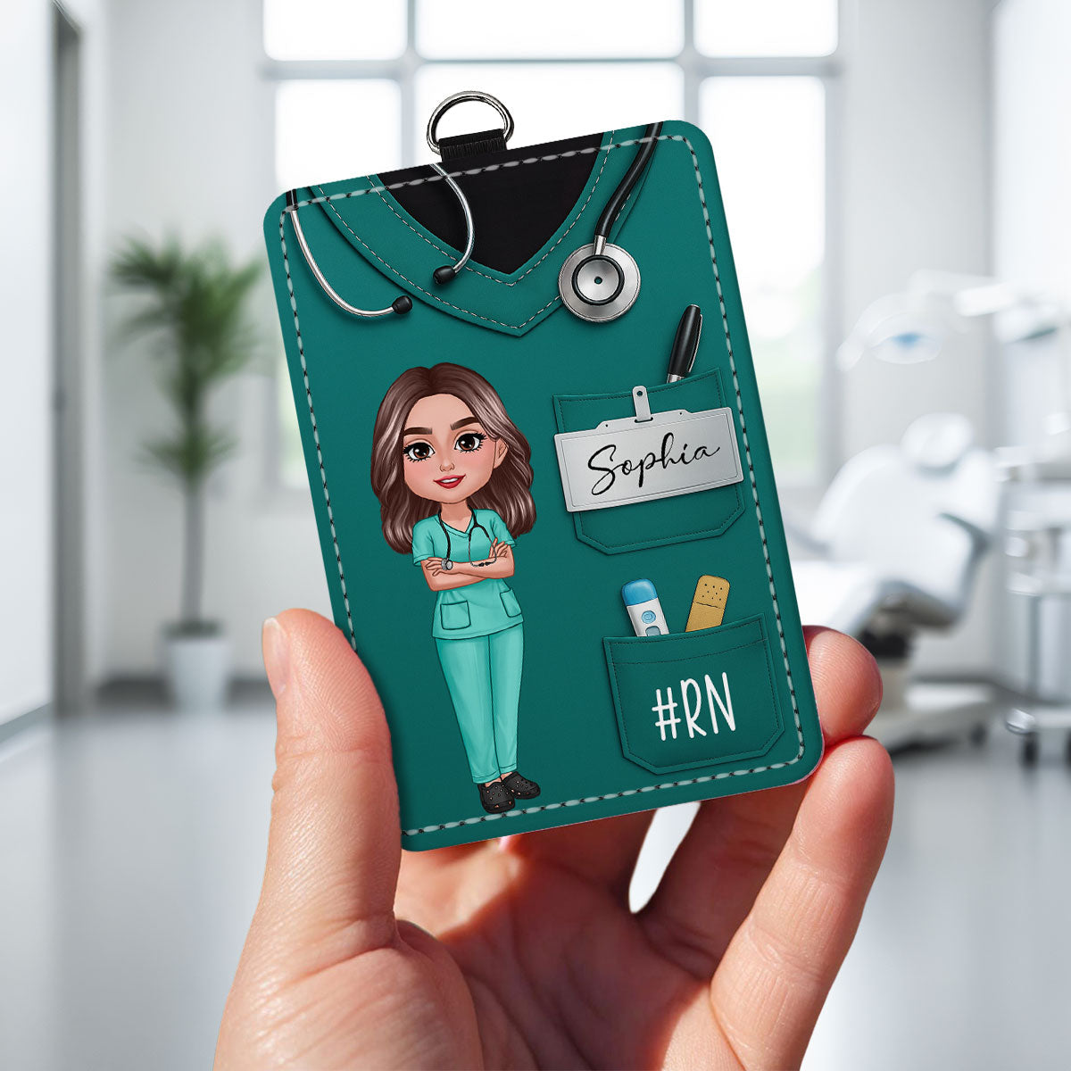 Scrub Theme Nurse CNA CMA RN LPN Name Personalized ID Badge Holder