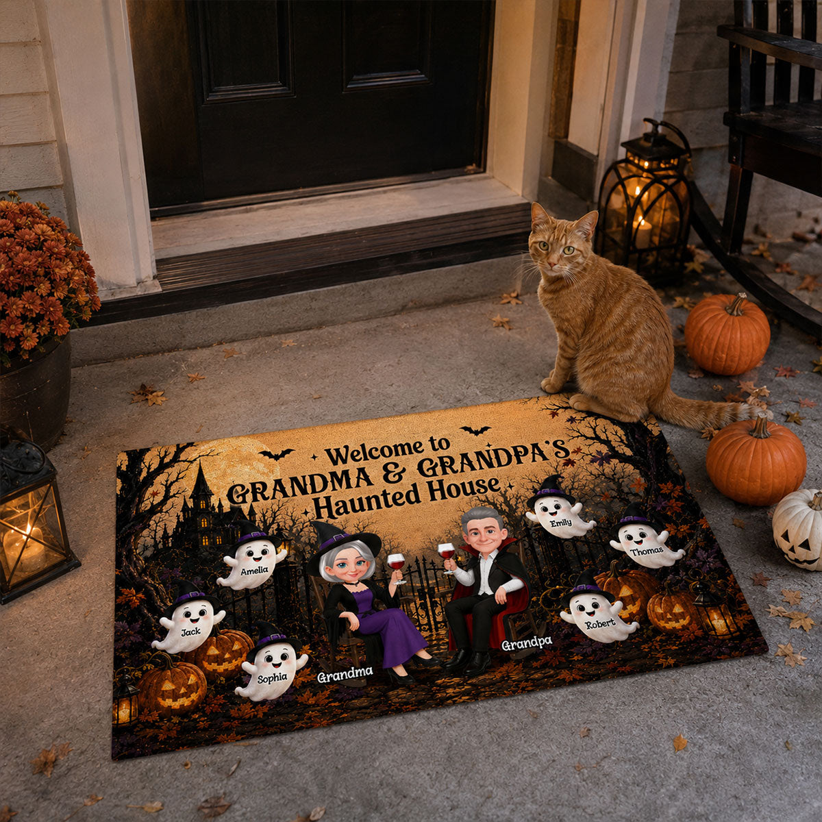Trending Grandparents' Haunted House - Personalized Doormat - Halloween Decoration
