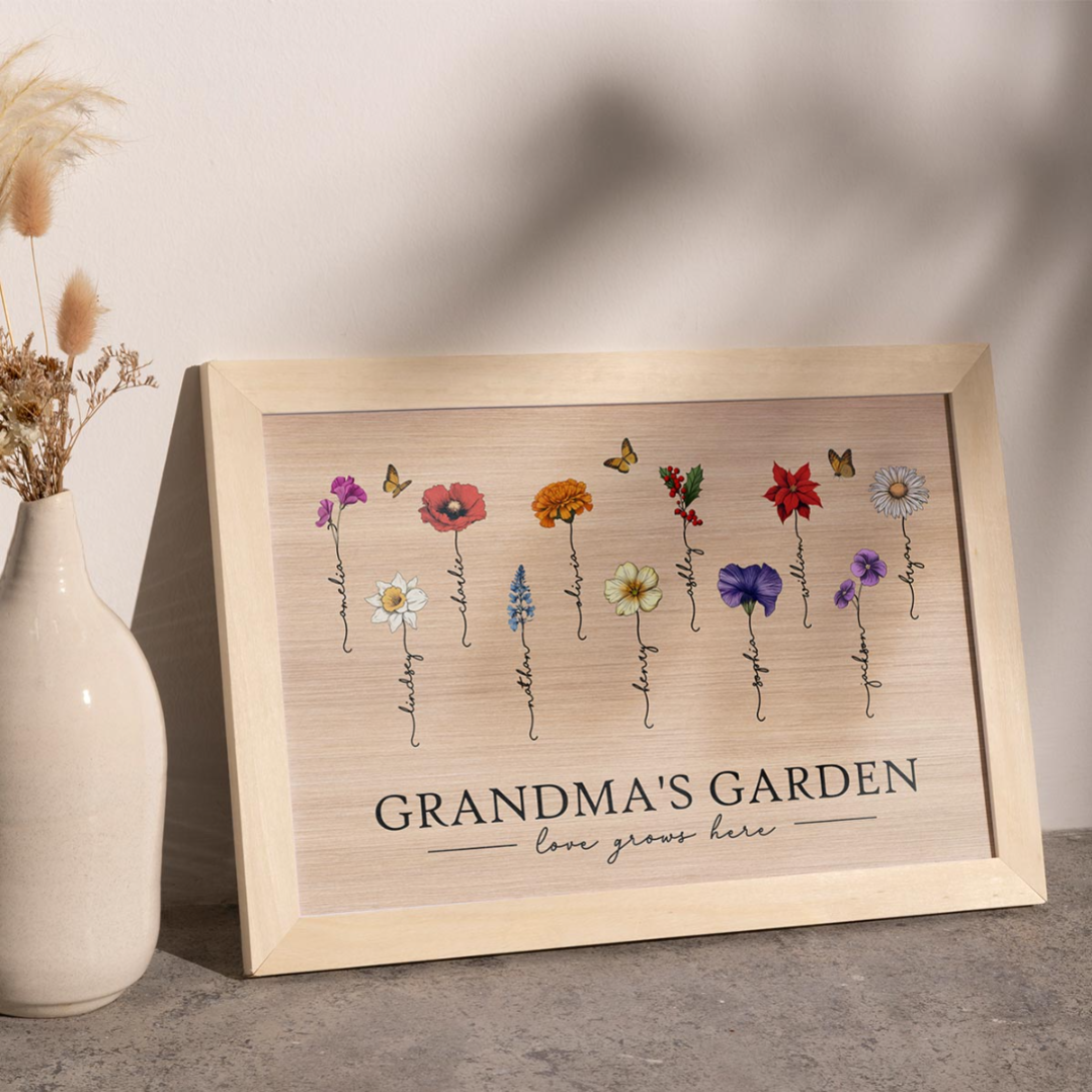 [FREE DELIVERY - Limited Time Offer] Grandma‘s Garden Love Grows Here Beautiful Birth Month Flower Gift For Grandma Mom Personalized Poster