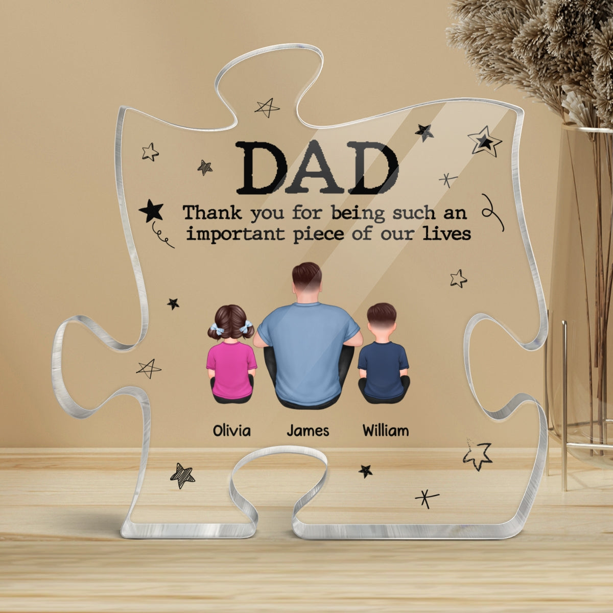 Dad Important Piece Of Our Lives Personalized Puzzle Acrylic Plaque