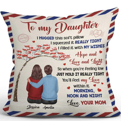 Red Tree To My Daughter Envelope Pattern Personalized Pillow (Insert Included)