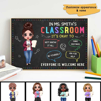 In Teacher Classroom It‘s Okay Everyone Is Welcome Here Personalized Horizontal Poster
