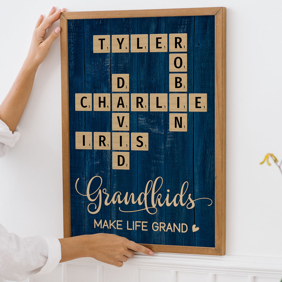 Grandkids Make Life Grand Heart Crossword Puzzle Art Personalized Poster