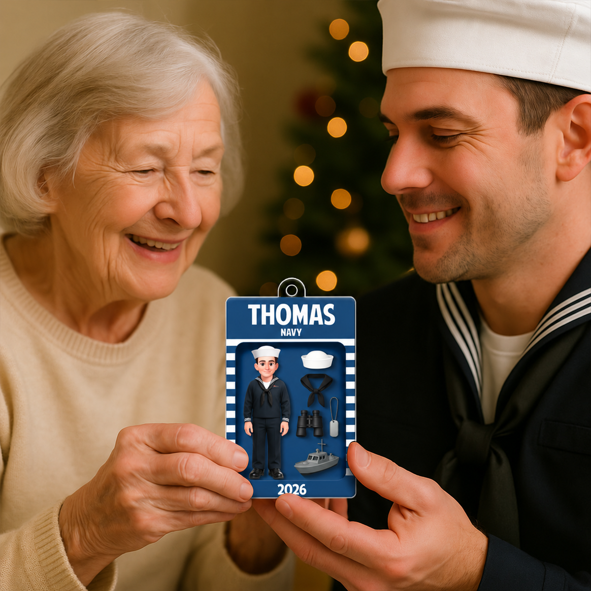 Navy Action Figure 3D Effect - Personalized Acrylic Ornament - Special Gift For Navy