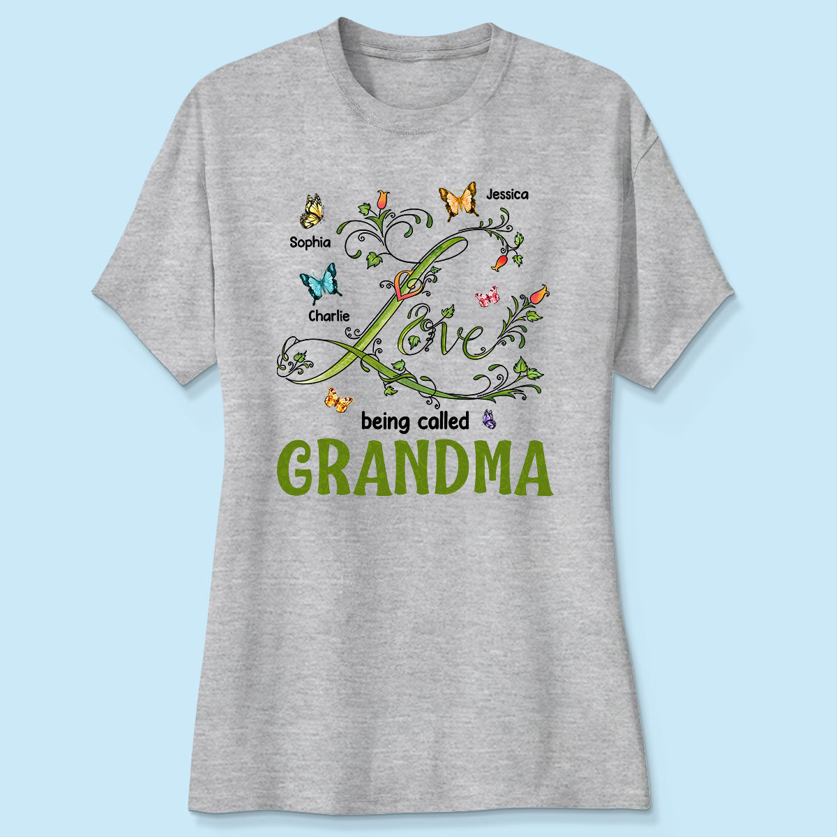 Love Being Called Grandma Leaves Flowers Butterflies Personalized Shirt