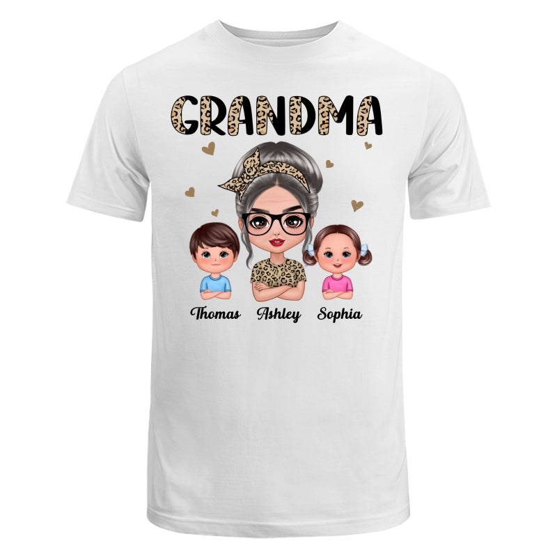 Half Leopard Grandma With Grandkids Personalized Shirt