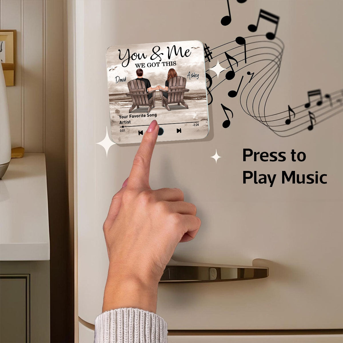 Couple You & Me We Got This Retro Personalized Music Fridge Magnet, Heartfelt 2025  Gift For Couple, For Him, For Her, Boyfriend, Girlfriend, Husband, Wife