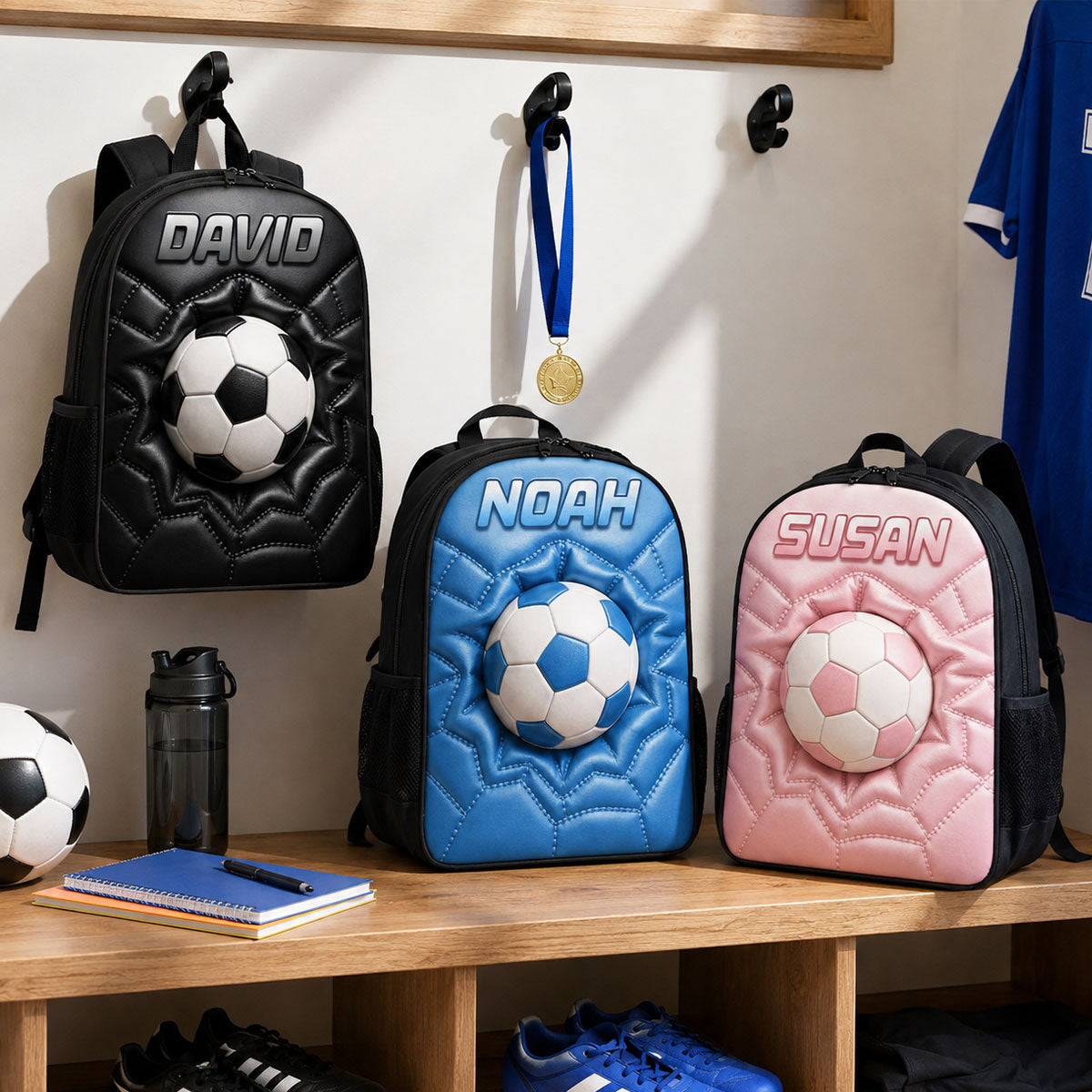Soccer Ball Custom Name - Personalized Backpack - Back to School Trendy Design for Boys, Girls