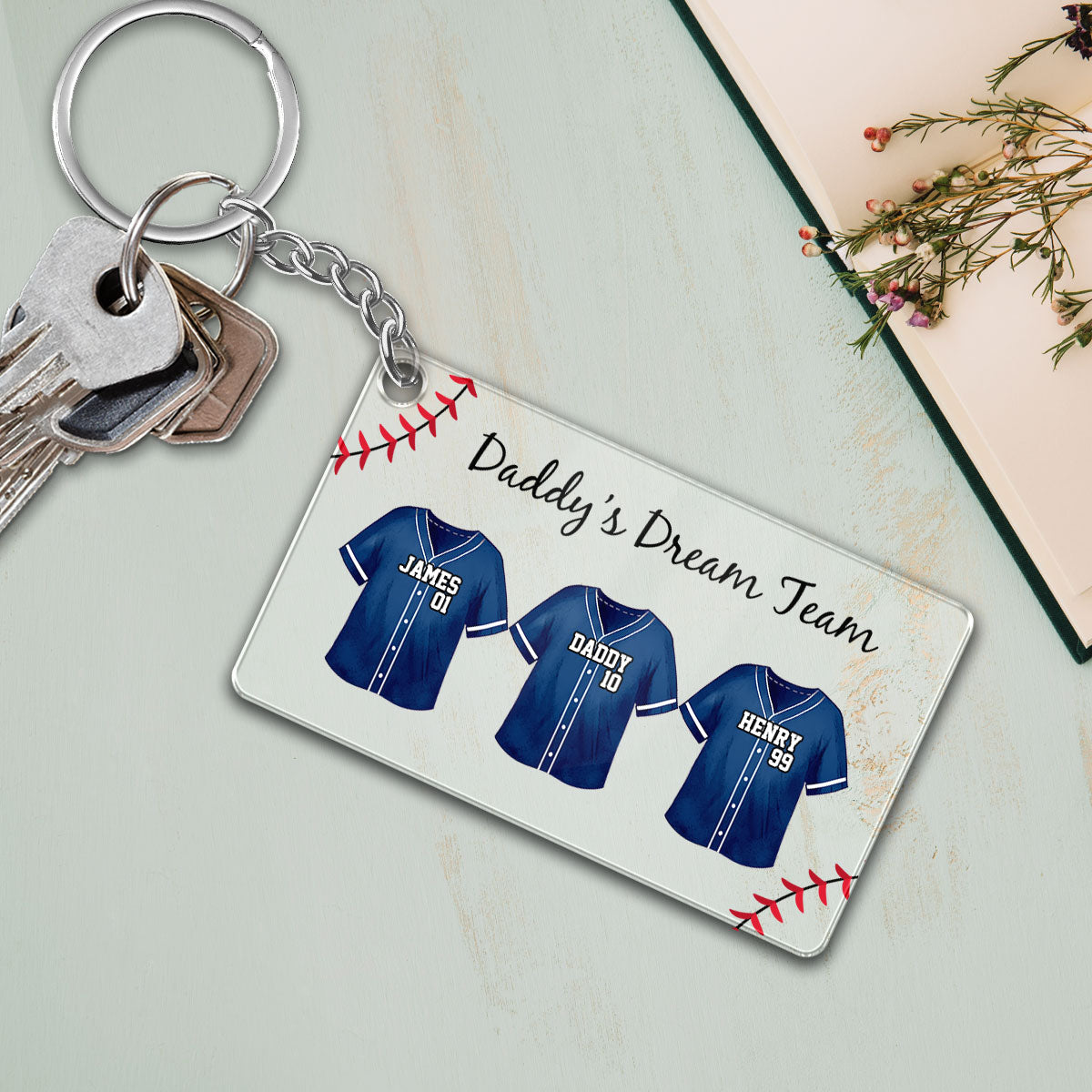Daddy Team Baseball Personalized Acrylic Keychain