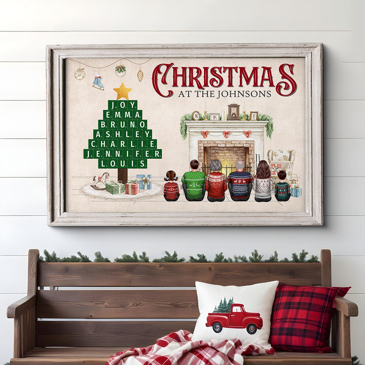 Christmas At Our Family Word Art Holiday Decor Personalized Poster
