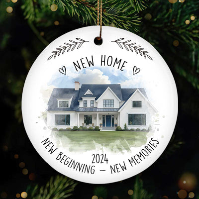 New Home New House New Beginning Photo Inserted Housewarming Gift Personalized Ceramic Ornament