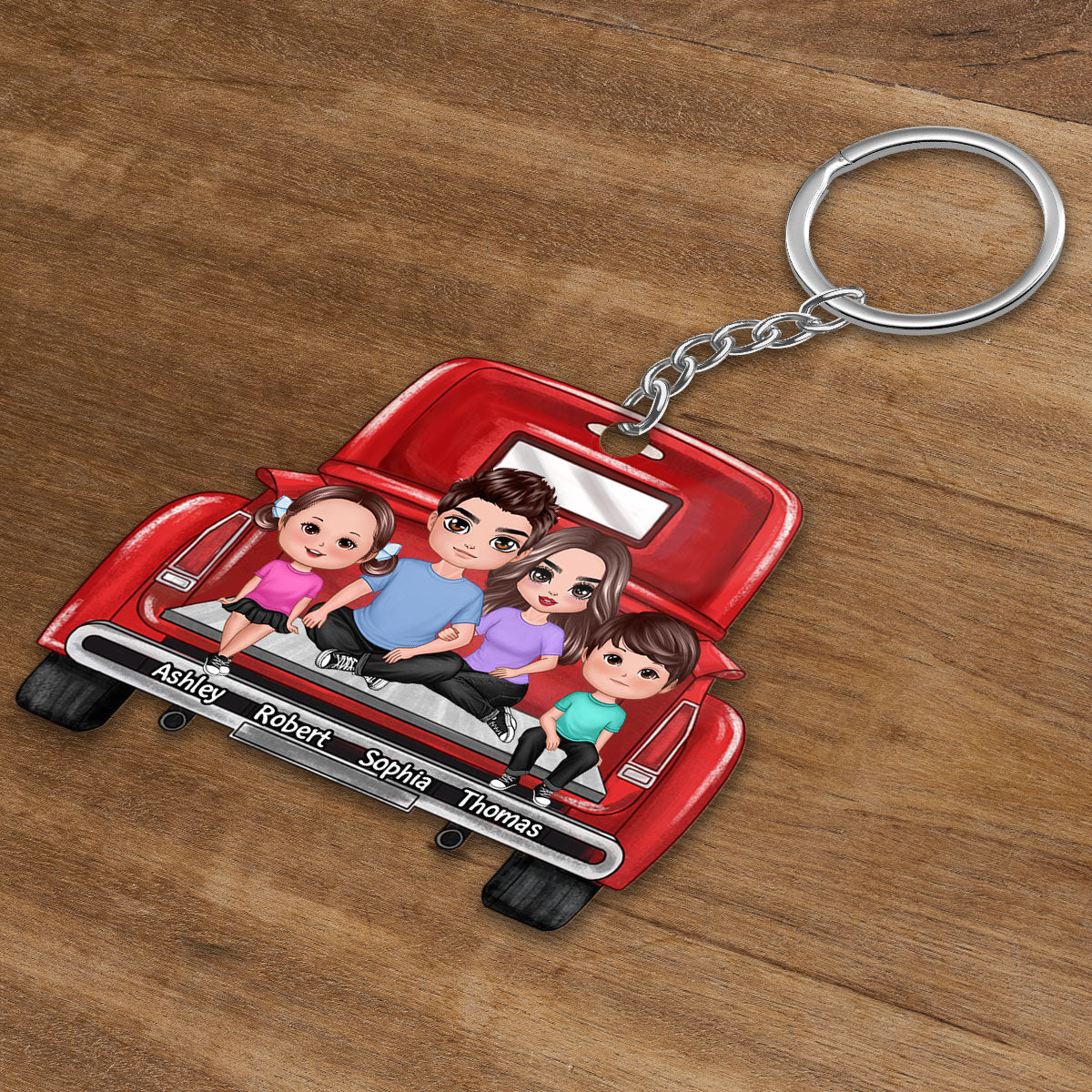 Family Couple On Truck Personalized Acrylic Keychain - Gift For Family