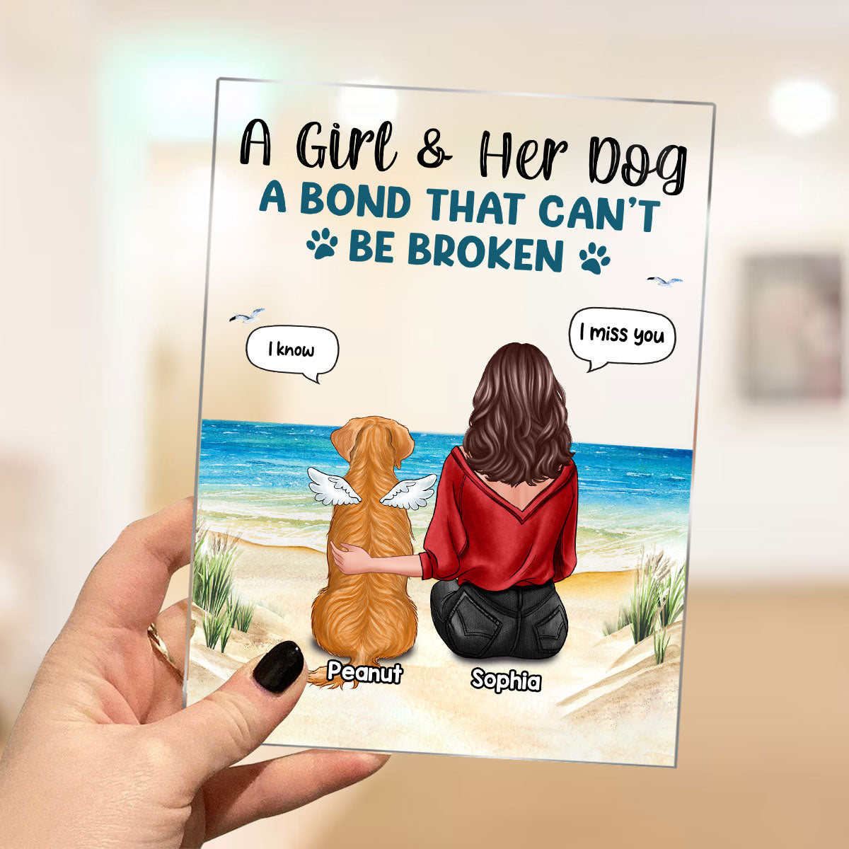 A Bond Can‘t Be Broken Gift For Dog Mom Personalized Acrylic Plaque