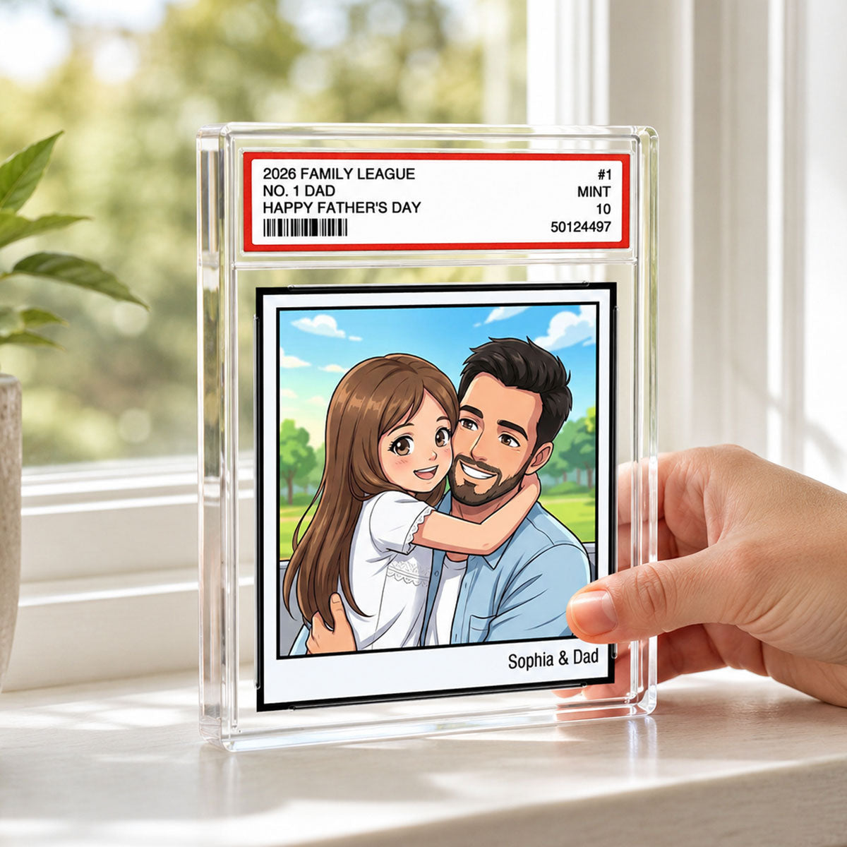 Vintage No. 1 Dad Trading Card Trading Card Cartoon Style - Personalized Acrylic Block Plaque - Father's Day Gift For Dad, Husband