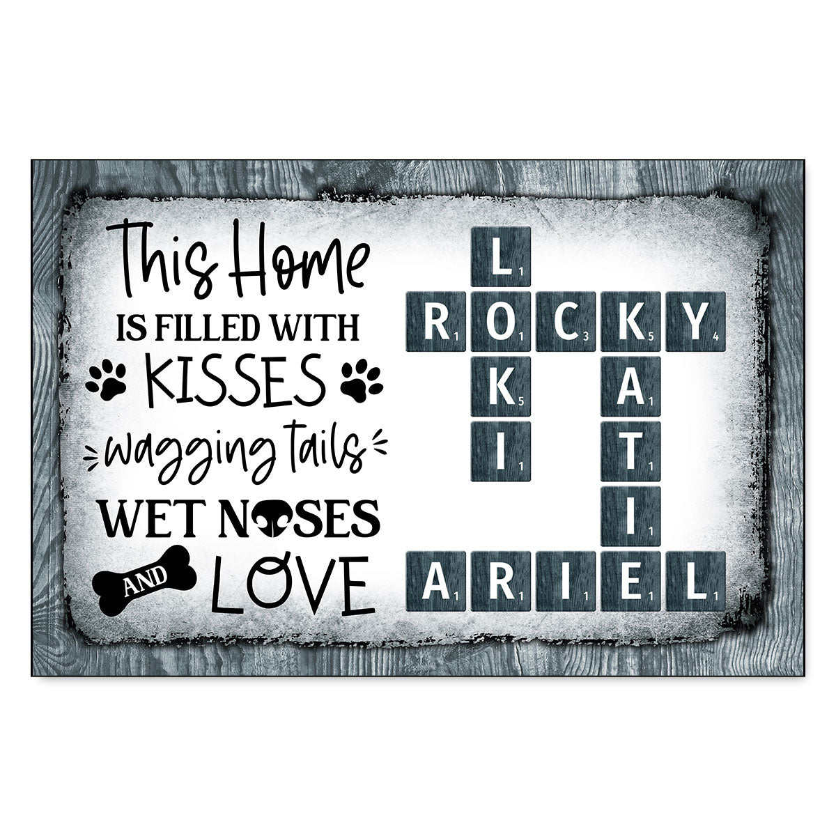 This Home Filled With Kisses Wagging Tails Dog Lover Crossword Puzzle Wall Art Personalized Poster